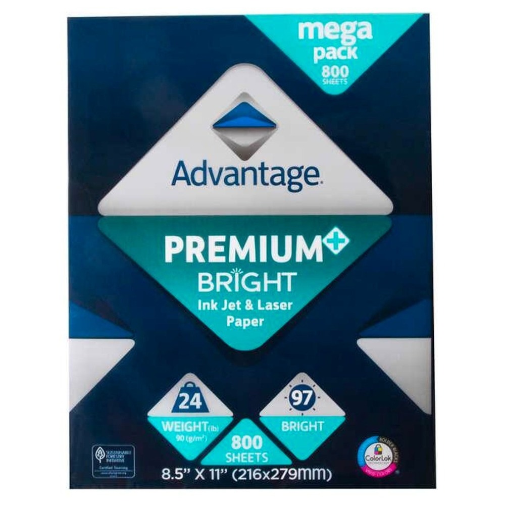 Advantage Multi Purpose Premium Bright Ink Jet Y laser Paper 8.5'' X 11" 800 S